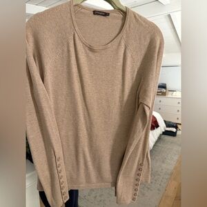 Tan crew long sleeve sweater with great button detail.
